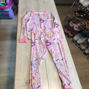 Kids Pajamas with Unicorn Print - Pink and Orange